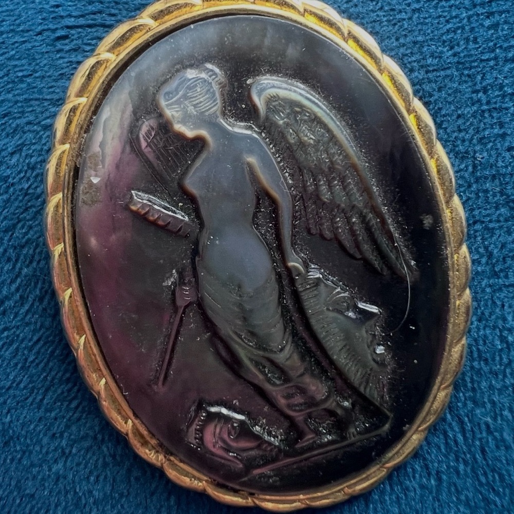 Vintage Cameo Brooch with Angel Design
